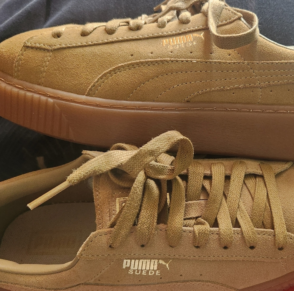 Tan puma platform sneakers